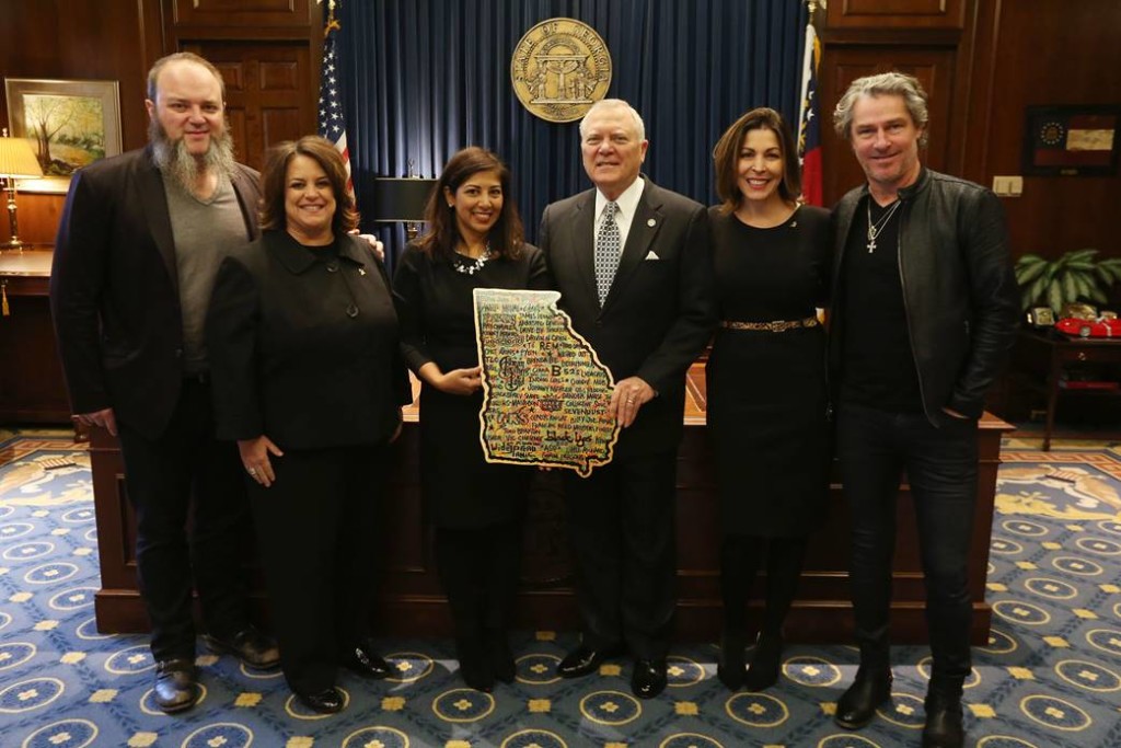 From L to R John D. Hopkins (Zac Brown Band), Tammy Hurt (Georgia Music Partners), Mala Sharma (Georgia Music Partners), Governor Deal, Michele Caplinger (The Recording Academy), Ed Roland(Collective Soul) Photo credit Andrea Briscoe (Governors office)