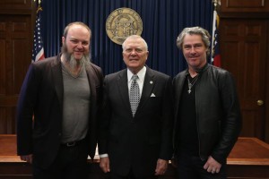 L to R John D. Hopkins (Zac Brown Band), Governor Deal, Ed Roland (Collective Soul) Photo credit Andrea Briscoe (Governors office)